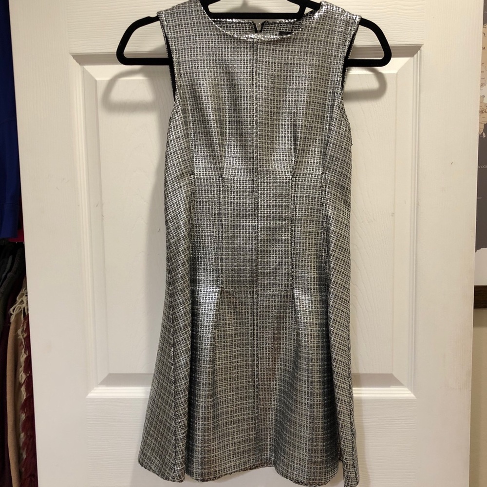 Topshop metallic fit and flare dress